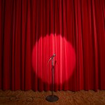 Microphone in spotlight on a stage